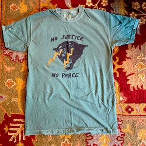 No Justice No Peace T-shirt. (Medium). Green.